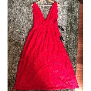 Lulu’s Red Lace Midi dress